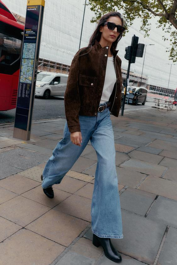 Z1975 HIGH-WAISTED WIDE LEG FULL LENGTH JEANS WITH BELT | Zara US