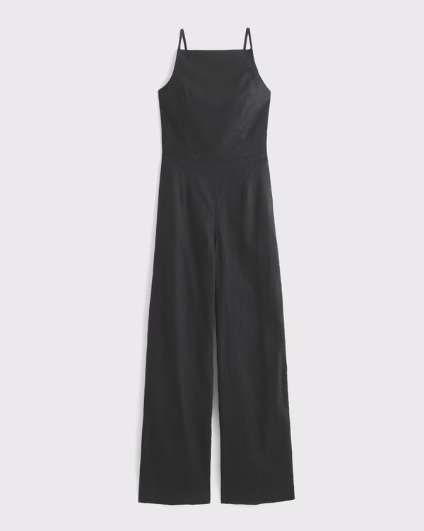 Women's Linen-Blend Apron Jumpsuit | Women's Clearance | Abercrombie.com | Abercrombie & Fitch (US)