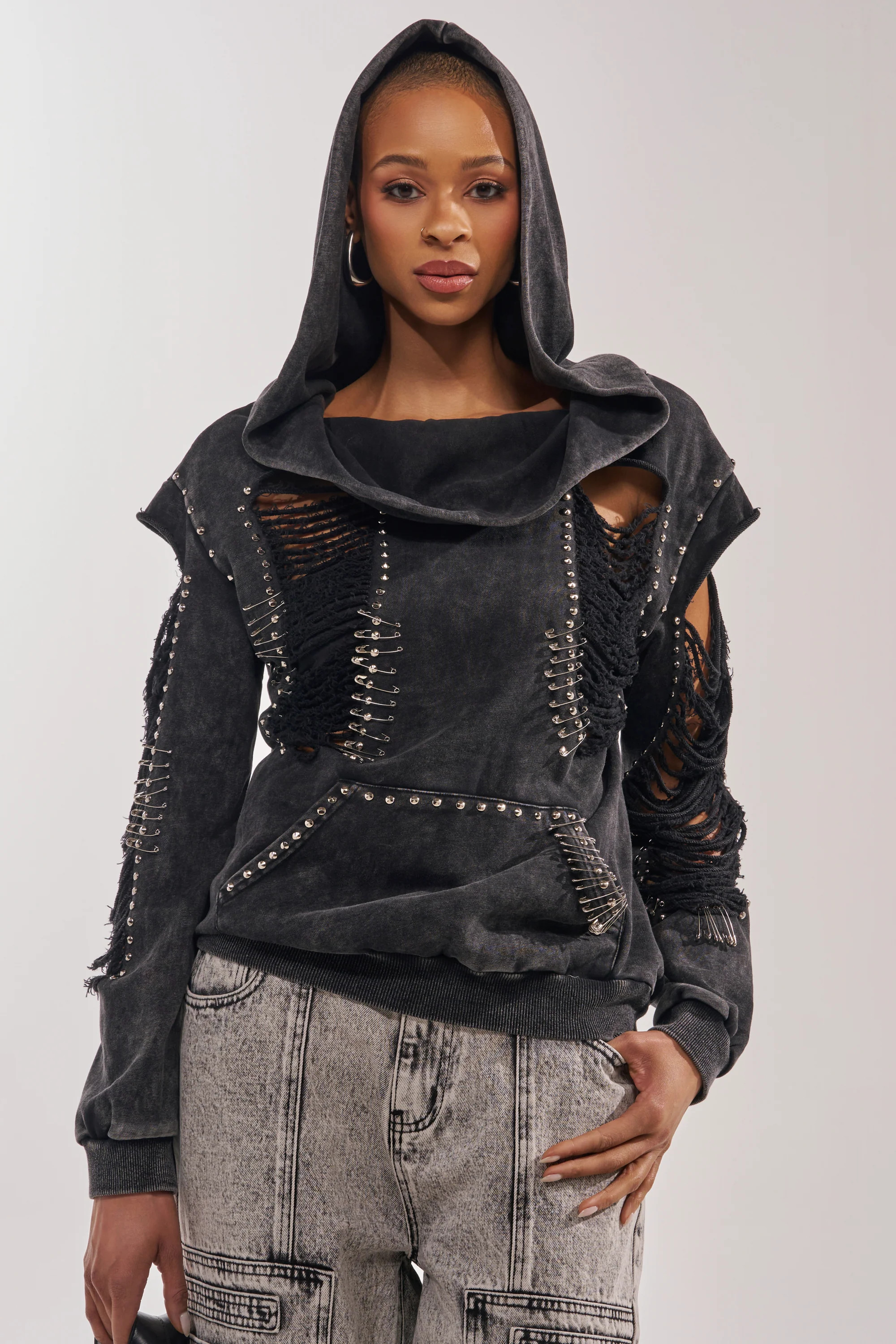 ALL TORN UP DISTRESSED OFF THE SHOULDER SWEATSHIRT | AKIRA