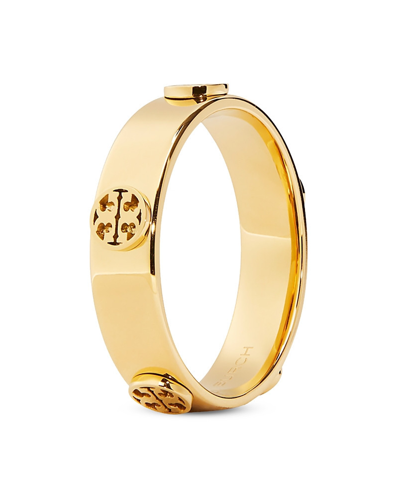 Tory Burch Miller Logo Studded Band Ring in 18K Gold Plated | Bloomingdale's (US)