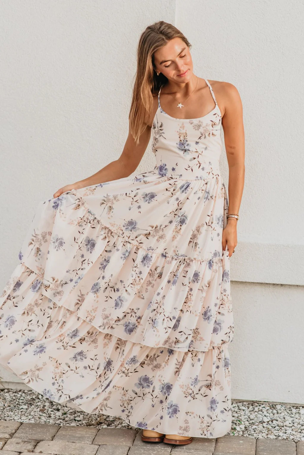 Women's Wendy Dress (floral blue chiffon) | INDIE BLUE