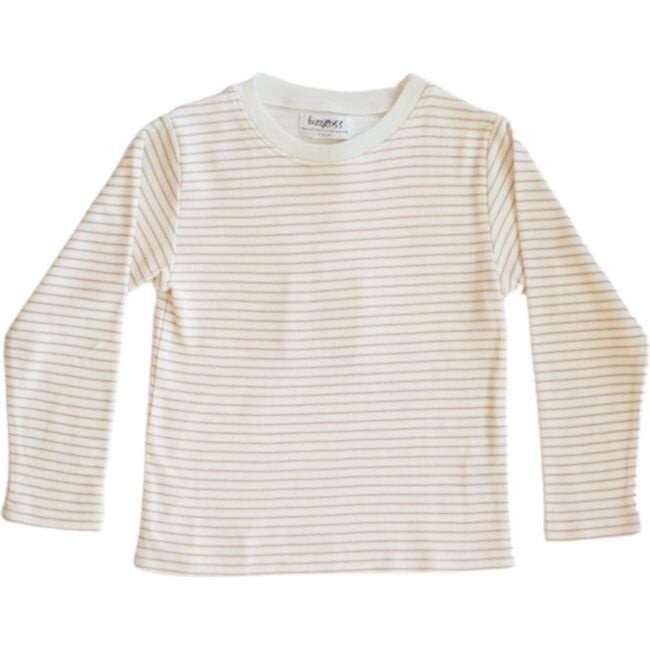 Printed Long Sleeve Tee, Tan Stripe | Maisonette