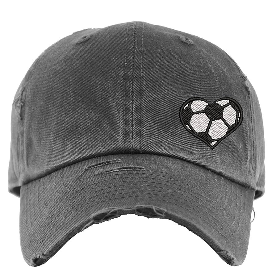 Soccer Heart Hat | Distressed Baseball Cap OR Ponytail Hat | Personalized Soccer Gift | Amazon (US)
