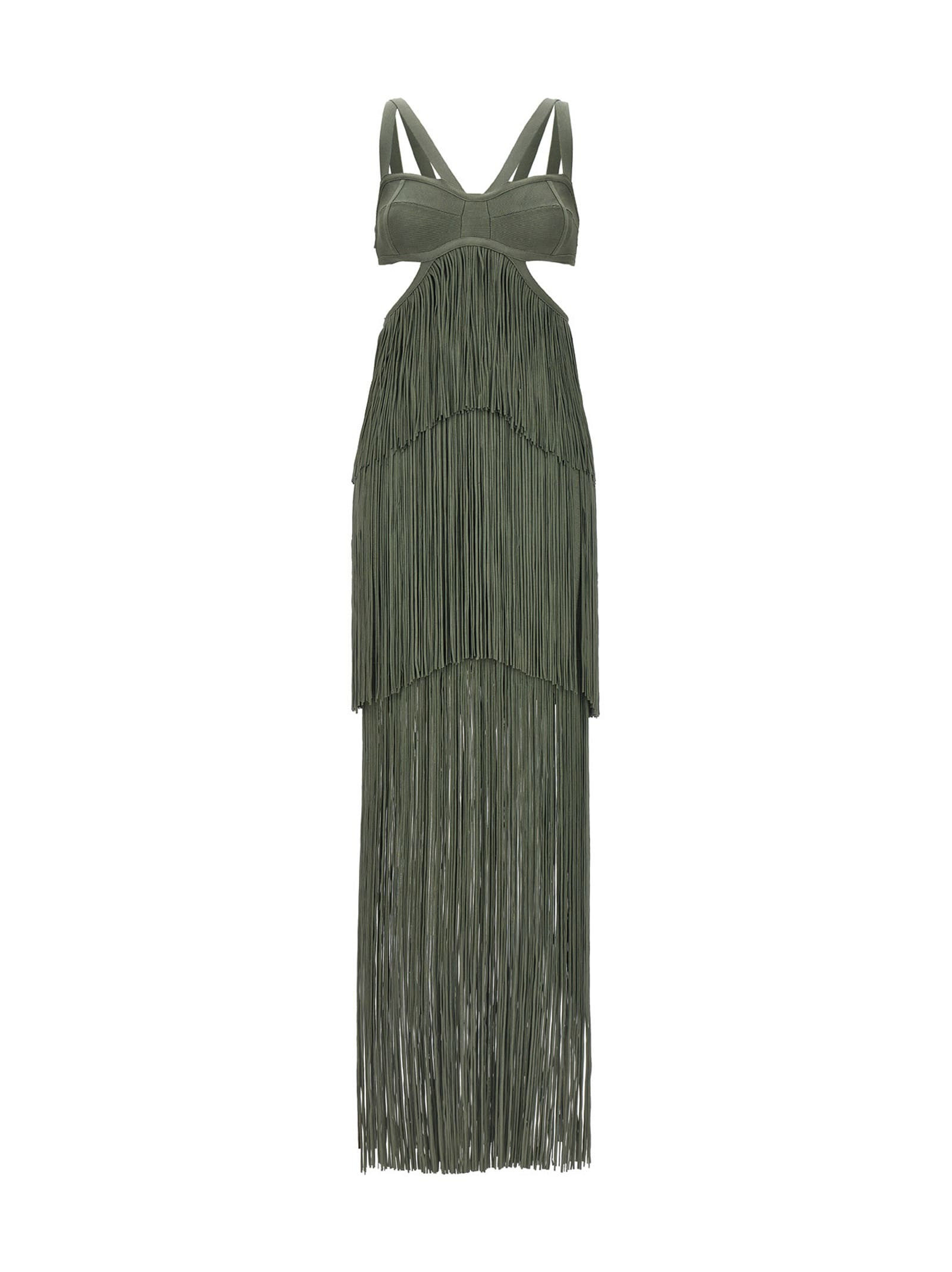 Hervé Léger strappy Tiered Fringe Dress | Italist.com US
