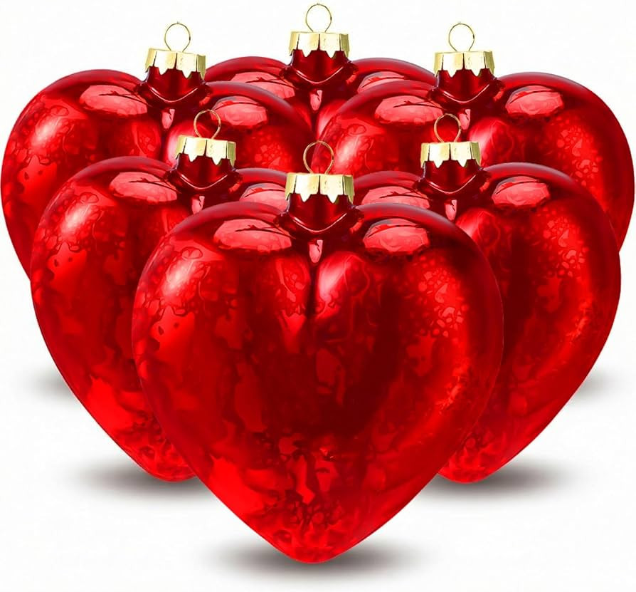 12 Pack Red 5.12 inch Large Valentine Hanging Glass Hearts Valentine Heart Glass Ornament Heart S... | Amazon (US)