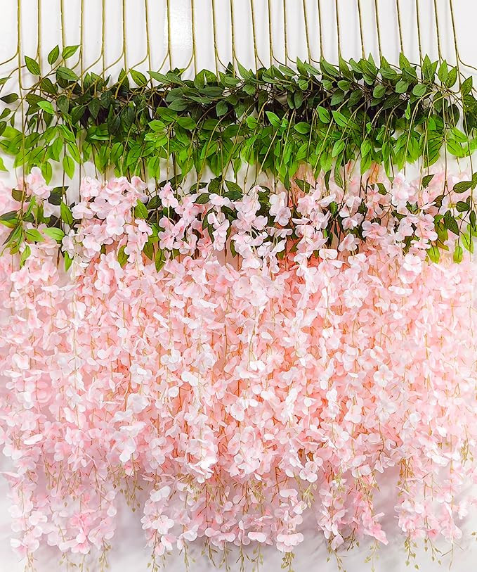 Wisteria Hanging Flowers 12 Pack Artificial Flowers Fake Wisteria Vine Rattan Hanging Garland Sil... | Amazon (US)