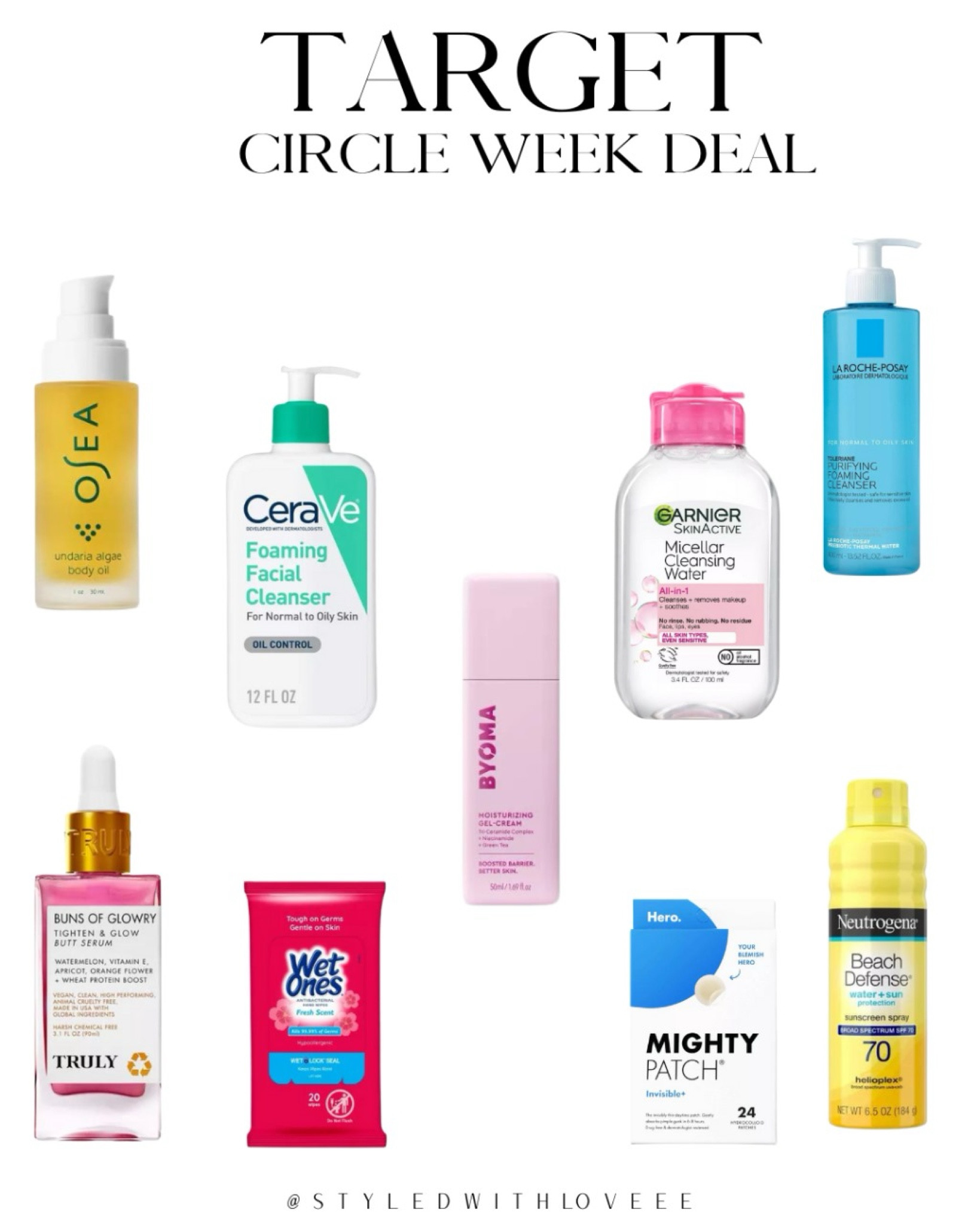 Target Circle week is here!!! 
These top beauty products are on sale right now, the Garnier Miceller water is my favourite forever.

Follow me @styledwithloveee for more styles & finds like this! Xo

Target circle week, beauty products on sale, neutropenia face wash, cleave lotion moisturiser 

#LTKSummerSales #LTKFindsUnder50 #LTKBeauty