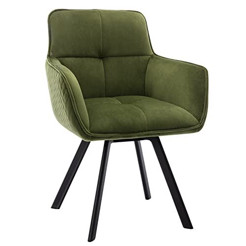 ONEVOG 180° Swivel Lumbar Support Home Office Desk Chair No Wheels, Velvet Accent Chair Upholstered  | Amazon (US)