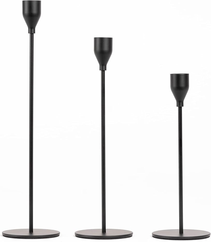 Gymgenex Matte Black Candle Holders Set of 3, Decorative Candlestick Holder for Wedding, Centerpi... | Amazon (US)