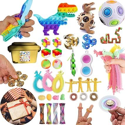 Sensory Fidget Toys Pack,28 PCS Figetget Toy Set Stress Relief and Anti-Anxiety Fidgets Tools Bun... | Amazon (US)