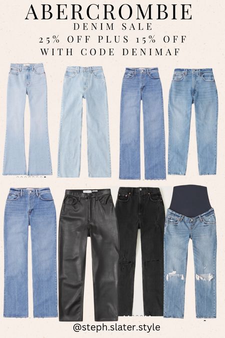 Abercrombie denim on sale 25% off plus extra 15% with code denimaf
Free shipping and free returns with any denim order.
Best jeans. High rise. Flare. Maternity 

#LTKSeasonal #LTKstyletip #LTKsalealert
