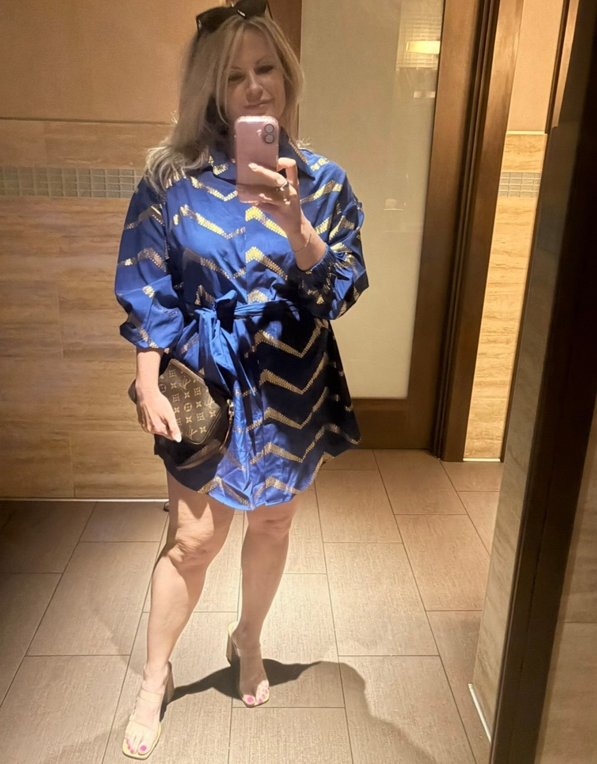 Cute dress for spring! Love the bright blue color contrast with gold! Adjustable tie waist.

Work outfit. Summer Dress. Blue Dress.

#LTKdayinmylife #LTKootd #LTKgrwm