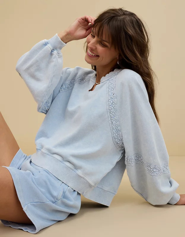 Aerie Hey Crochet Sweatshirt | American Eagle Outfitters (US & CA)