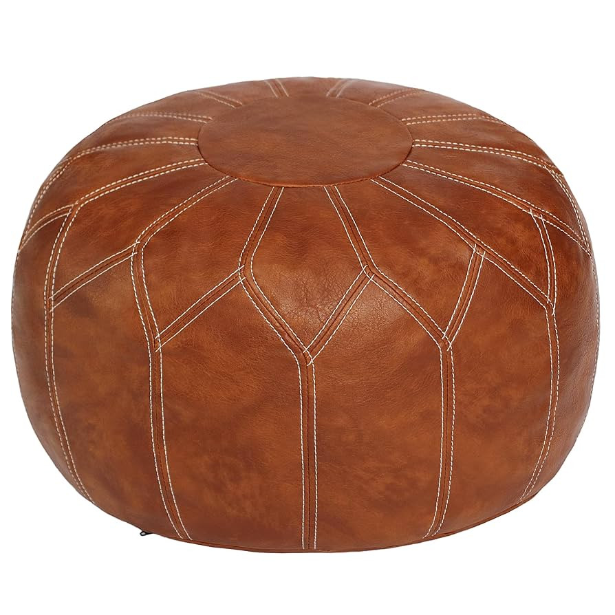 Thgonwid Unstuffed Moroccan Faux Leather Pouf Ottoman with Storage - Handmade Boho Chic Multi-Use... | Amazon (US)
