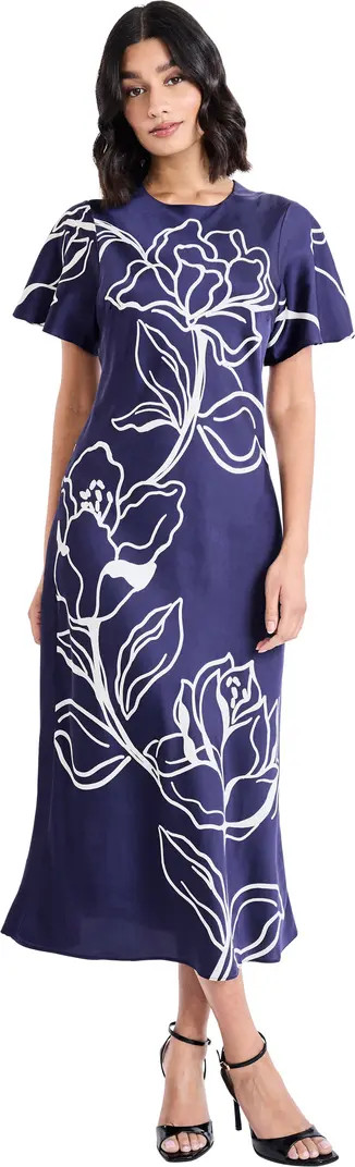 Floral Short Sleeve Midi Dress | Nordstrom