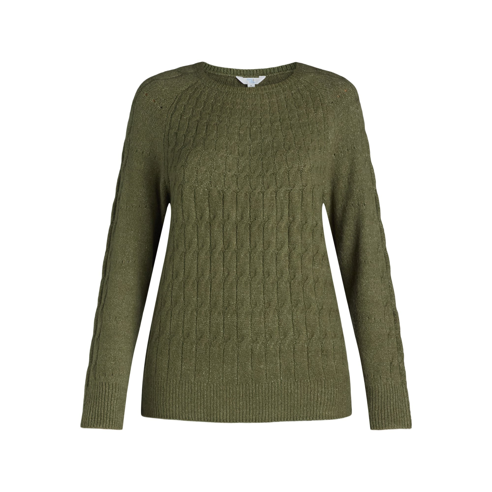 Time and Tru Women's Place Cable Pullover Sweater, Size XS-XXXL | Walmart (US)