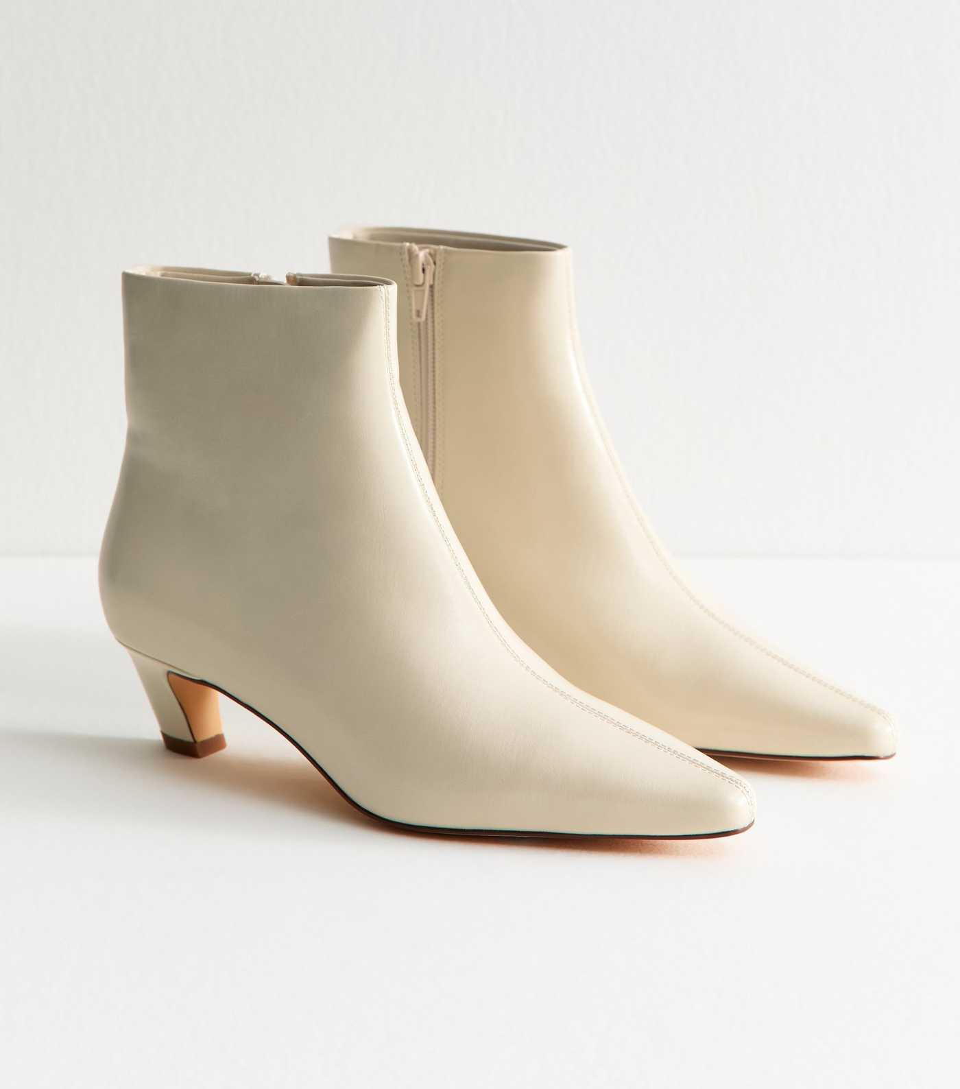 Off White Faux Leather Point Toe Ankle Boots | New Look | New Look (UK)