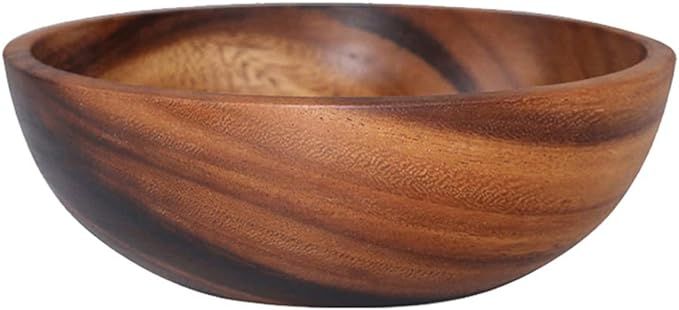 Cabilock Acacia Wood Salad Bowl Wooden Serving Bowl Round Soup Bowl for Fruits Salads Pasta Snack... | Amazon (US)