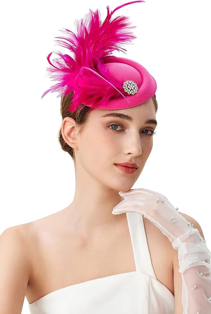 BABEYOND Tea Party Fascinator Hat for Women Kentucky Fascinators Derby Hat Pillbox Hat Hair Clip | Amazon (US)