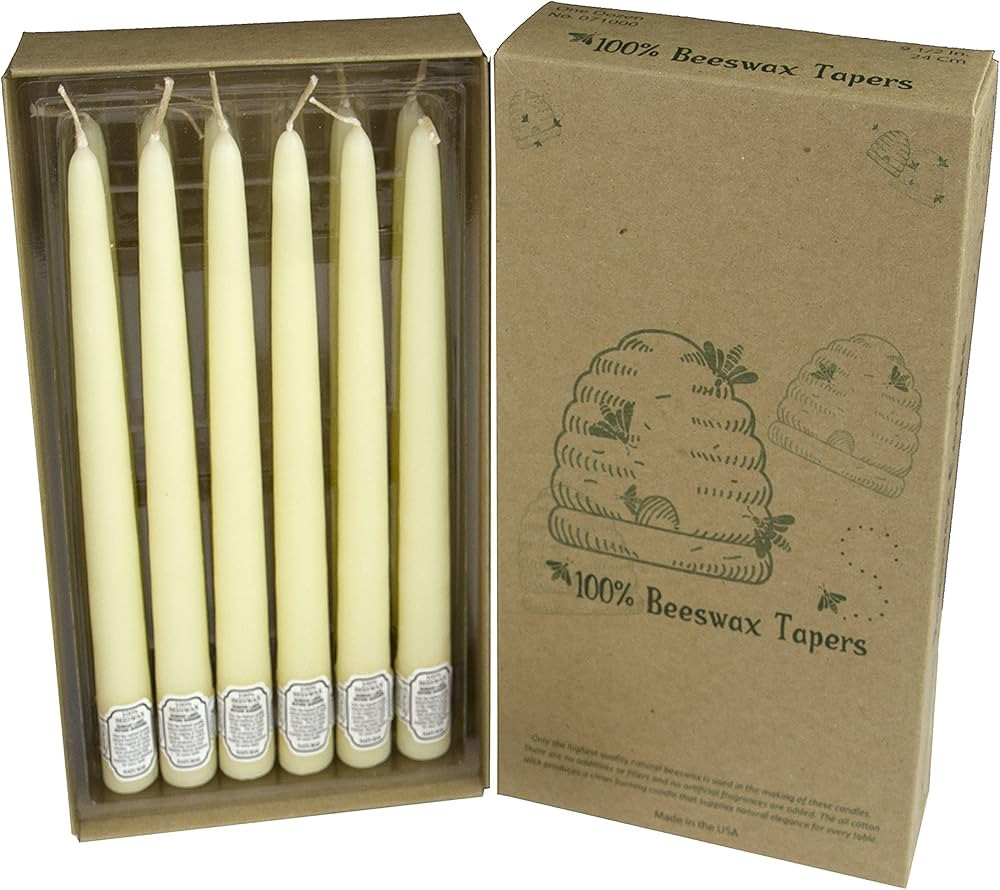 100% Natural Beeswax Taper Candles | Light Yellow | Dinner Candles | Drip-Resistant (12-PK Beeswa... | Amazon (US)