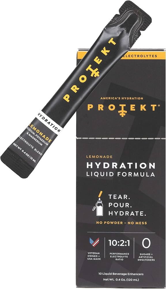 Protekt Hydration Liquid Electrolyte Packets - Organic Electrolytes and Sugar-Free Packets - 10:2... | Amazon (US)