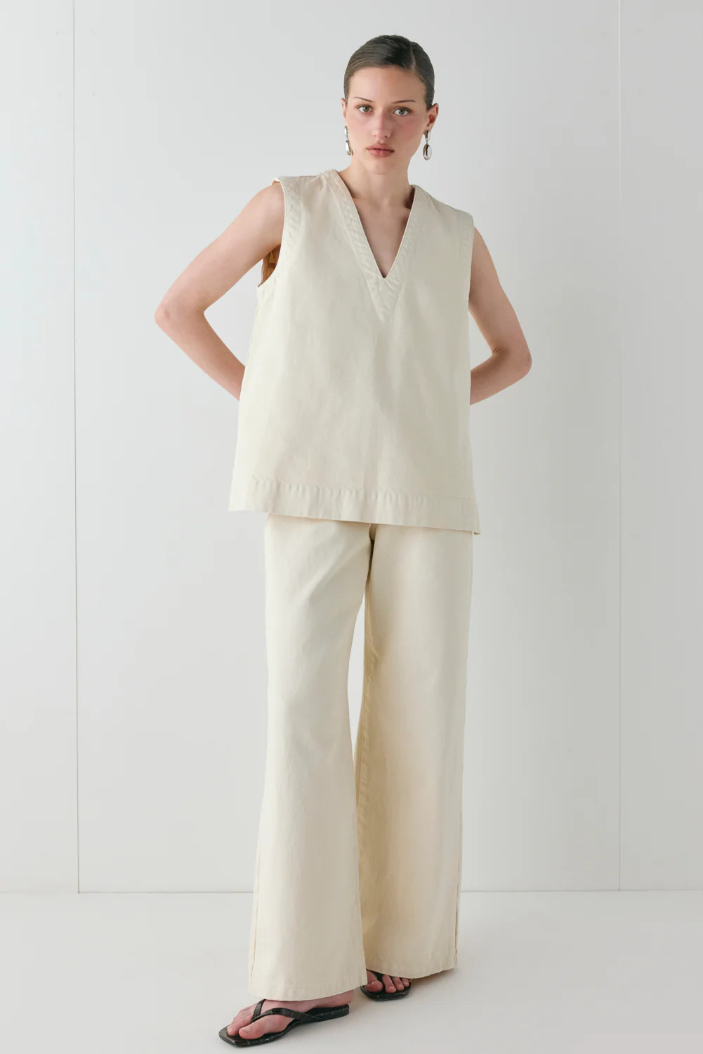 Muni Denim Tunic Top Cream | VRG Grl