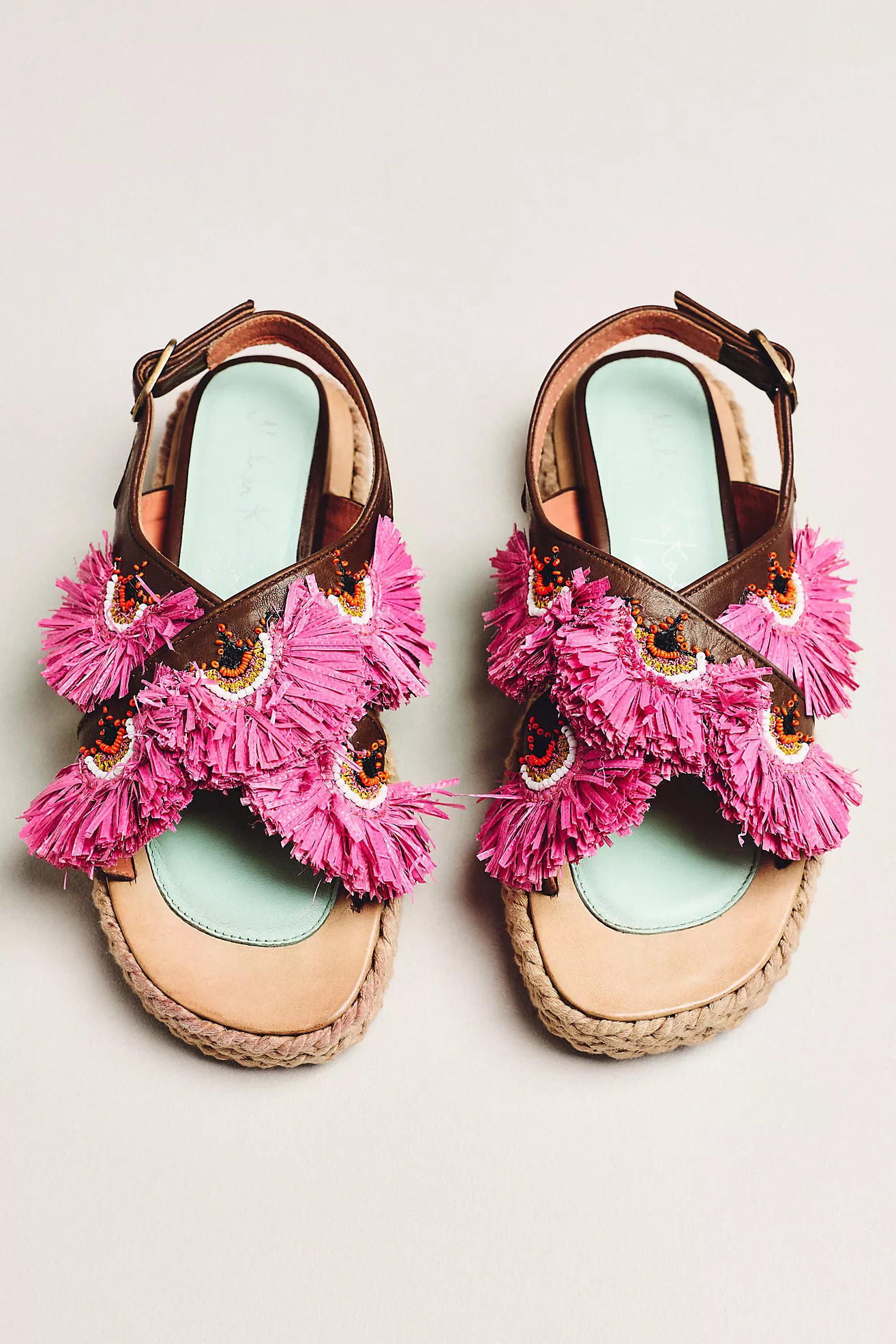 Meher Kakalia Rio Bloc Fringe Sandals | Anthropologie (US)