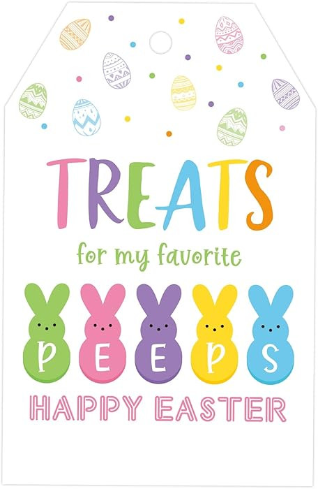 G2PLUS Easter Gift Tags, 50PCS Happy Tags, Bunny Name Tag, Colors Eggs Rabbits Treats for My Favo... | Amazon (US)