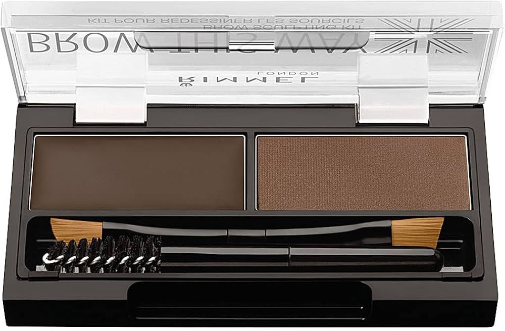 Rimmel Brow This Way Sculpting Kit, Dark Brown, Powder 0.04 oz., Wax 0.03 oz., Brow Sculpting & S... | Amazon (US)