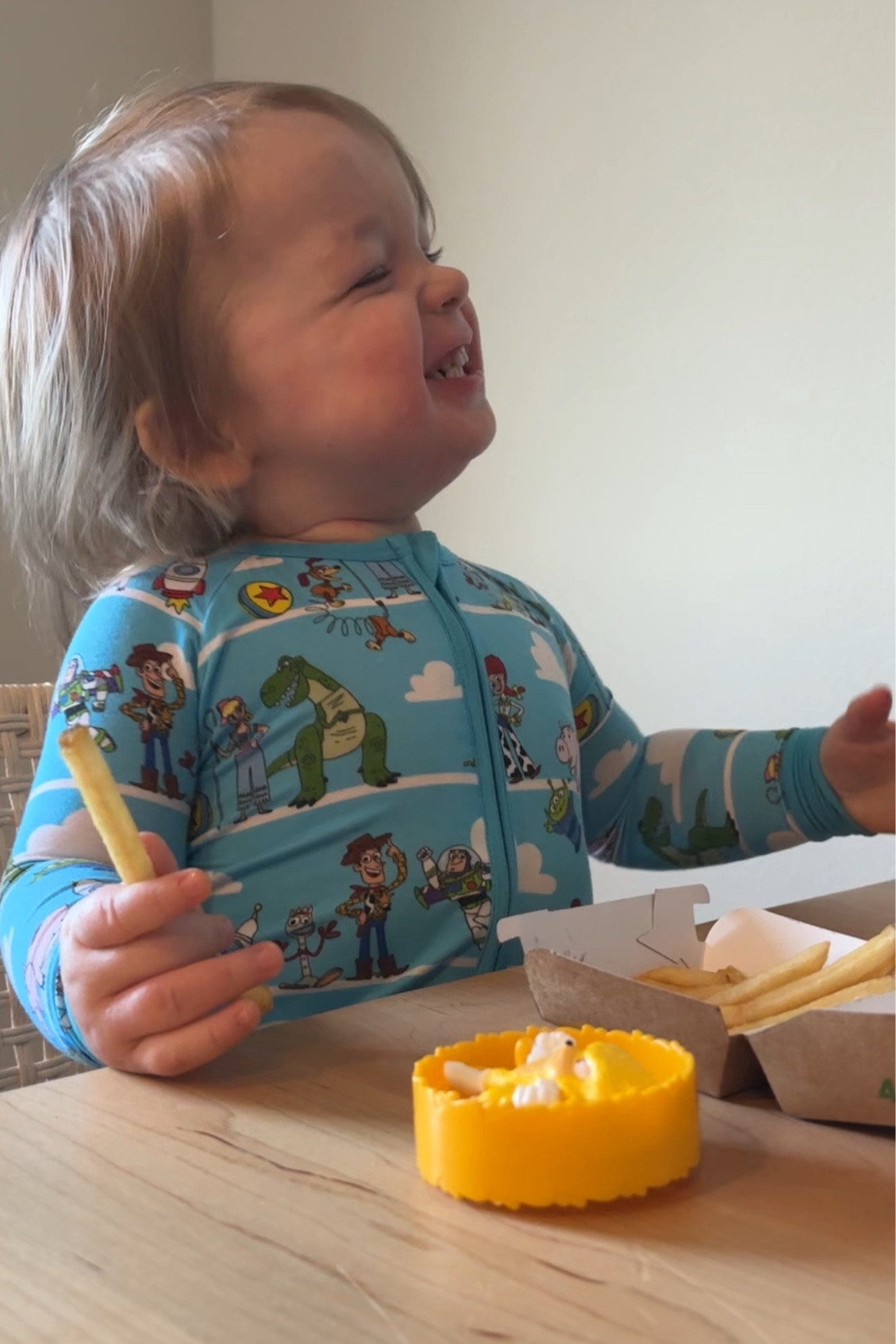 Eating our happy meals in our Little Sleepies of course! 

#LTKFindsUnder50 #LTKBaby #LTKKids