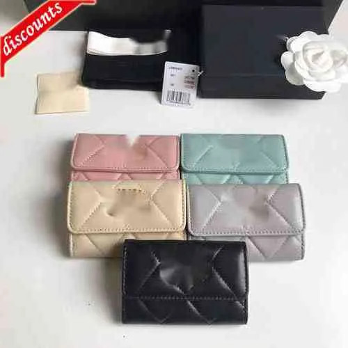 Letter Luxury 1790 Brand Design Plaid Cc Chain Short Wallet Lambskin Womens Le Boy Pocket Real Le... | DHGate