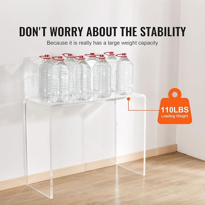 VEVOR Clear Acrylic Console Table, Sofa Side Table, 20mm Thick, Large Size - 38" W x 15" D x 29" ... | Amazon (US)