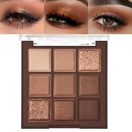 FLYEEO Neutral Brown Eye Shadow palette- Rose Gold Dark Brown Eyeshadow Palette Colorful 9 Colors, Matte Shimmer Highly Pigmented Nude Eyeshadow Palette Makeup Naturing-Looking Long Lasting2 | Amazon (US)