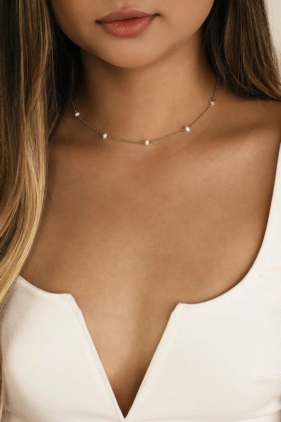 Perfectly Pretty Gold and Pearl Necklace | Lulus (US)