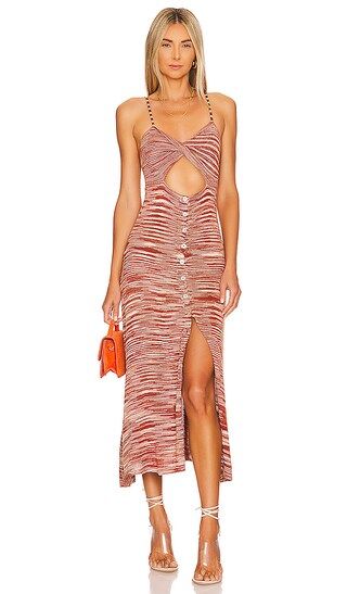 Isabela Midi Dress in Brown | Revolve Clothing (Global)