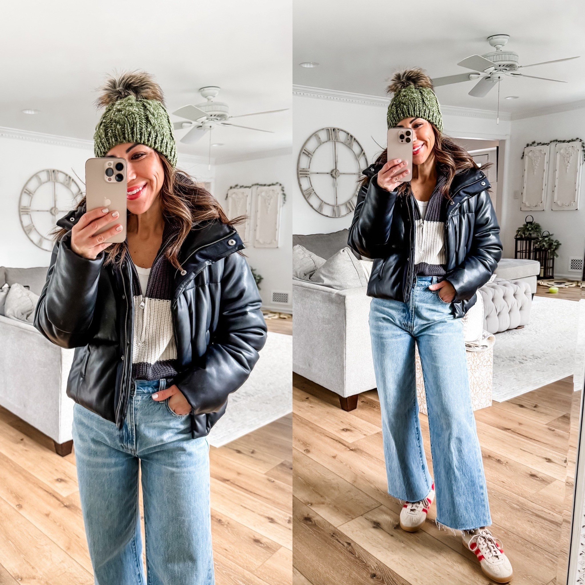 Small faux leather coat, small sweater, jeans 25. I cut them, sneakers size down. Winter coat coats.



#LTKootd #LTKSaleAlert #LTKOver40