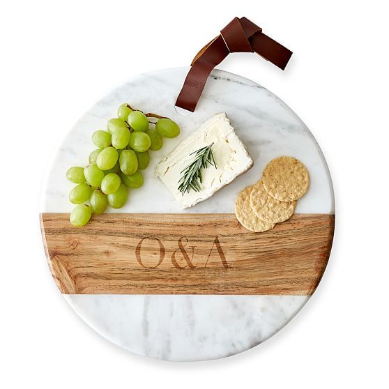 Wood and Marble Round Cheese Board | Mark and Graham | Mark and Graham