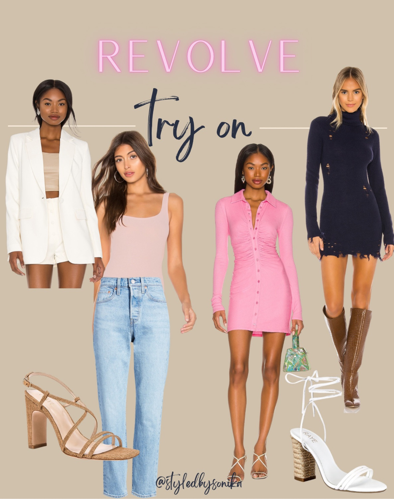 Revolve try on
Pink dress white tie up shoes
Sweater dress 
summer 
Spring 
White blazer 

#LTKunder50 #LTKshoecrush #LTKunder100
