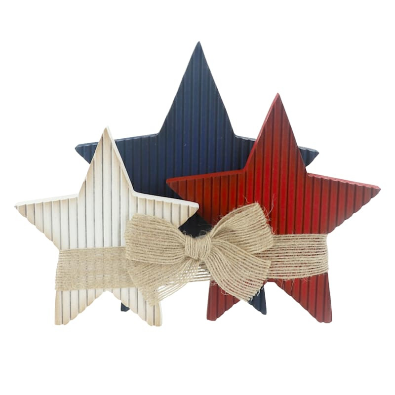 Patriotic Wooden Stars Table Decor, 8.5" | At Home