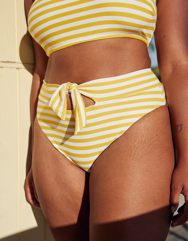 Aerie Cut Out Tie High Cut Cheeky Bikini Bottom | American Eagle Outfitters (US & CA)