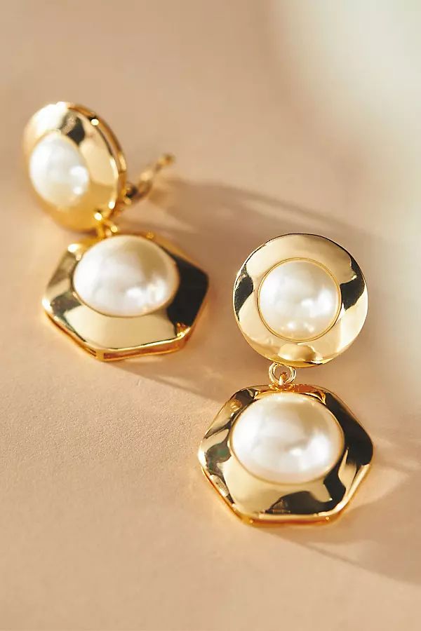 Lele Sadoughi Pearl Geo Bezel Jewel Drop Earrings | Anthropologie (US)