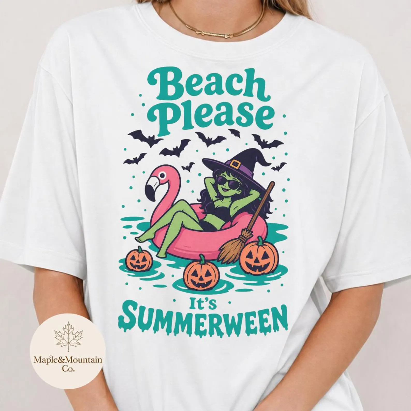 Beach Please Its Summerween Shirt, Summer Halloween Shirt, Summer Witch Shirt, Beach Shirt, Summe... | Etsy (Global)