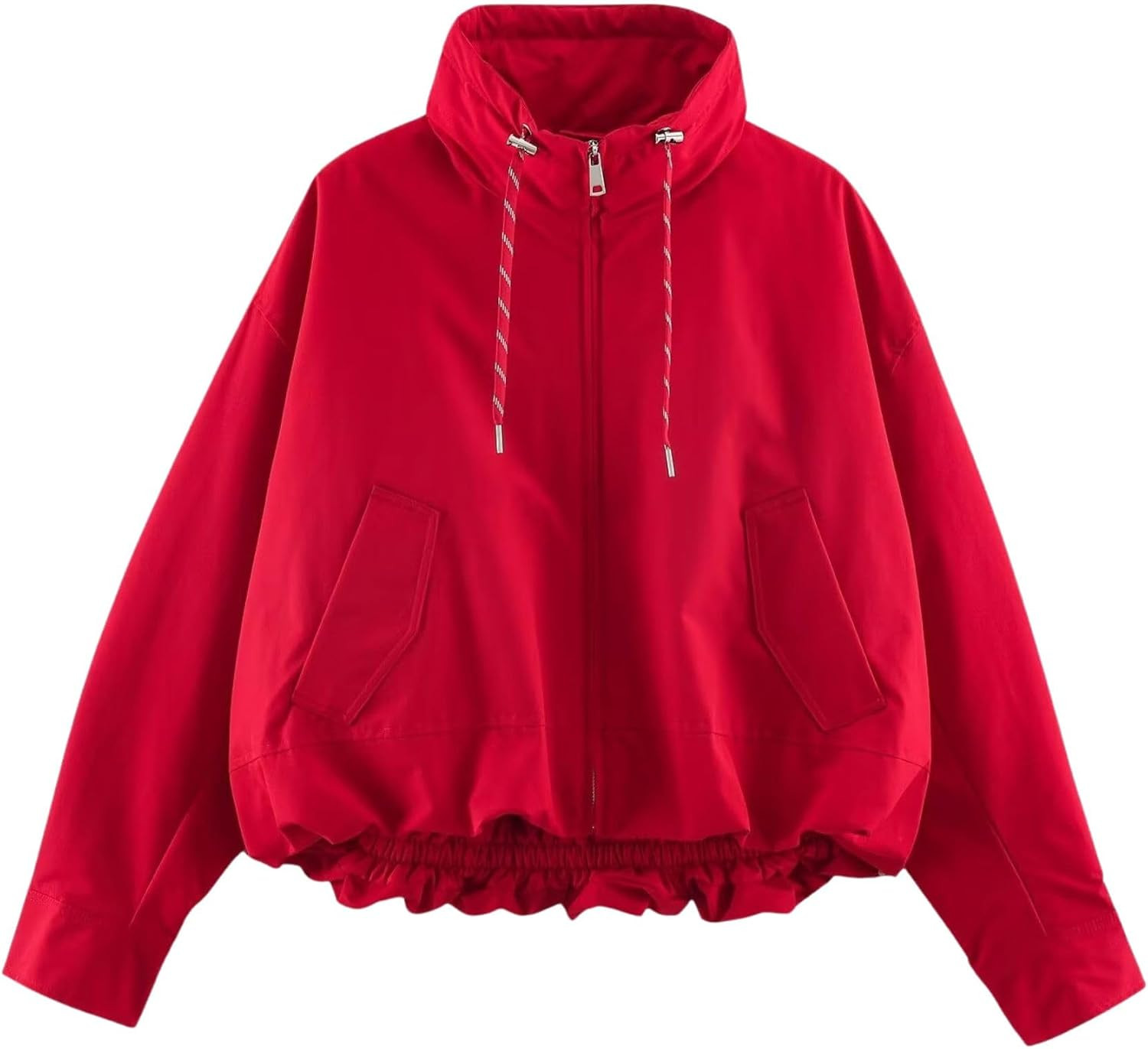 Xunger Women’s Cropped Puffer Jacket Stand Collar Drawstring Padded Coat | Amazon (US)