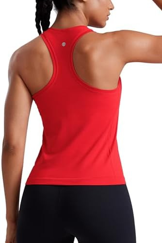 CRZ YOGA Seamless Racerback Tank Tops for Women - Gym Workout Athletic Running Sleeveless Shirts ... | Amazon (US)