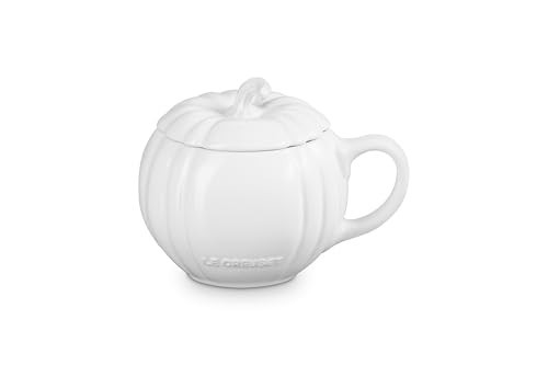 Le Creuset Stoneware Pumpkin Mug with Lid, 14 oz., White | Amazon (US)