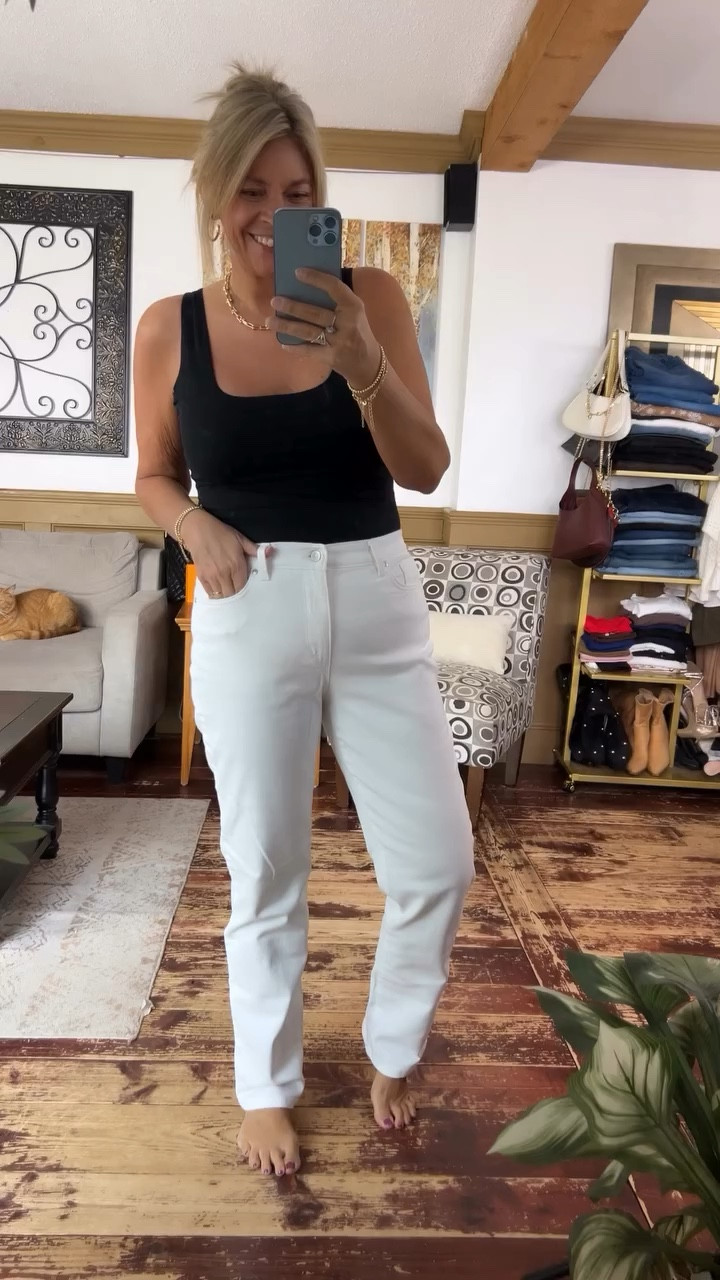 The BEST white jeans! I was able to size down to the 10 and I typically wear a 12. Tank size large. NOT SEE THROUGH!

#LTKOver40 #LTKMidsize #LTKSaleAlert