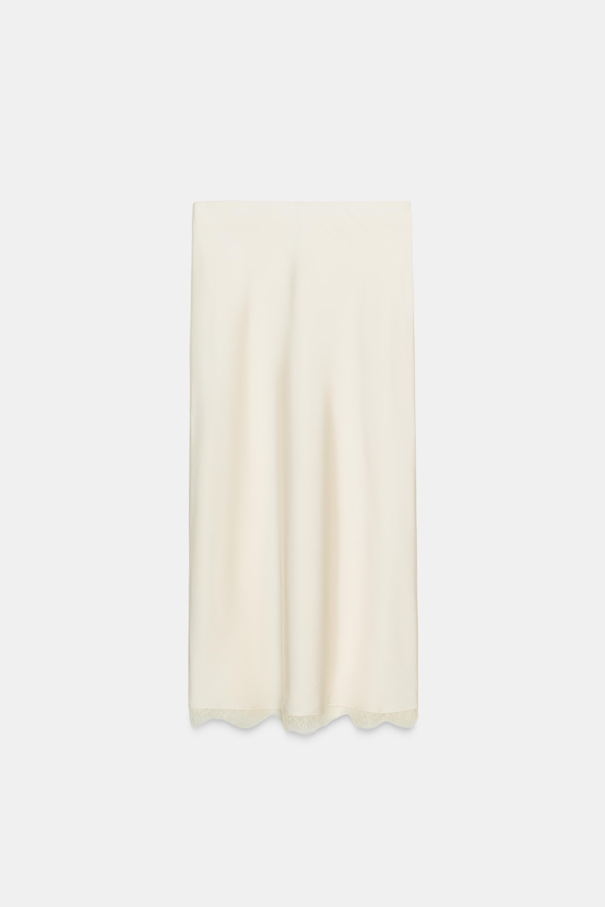 SATIN MIDI LACE SKIRT | Zara AU