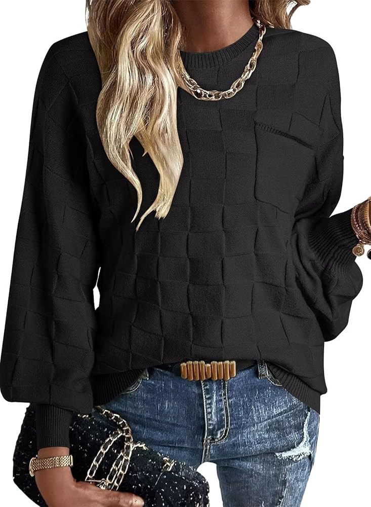 QACOHU Womens Fall Long Sleeve Ribbed Knit Sweater Crewneck Casual Slim Fit Pullover Jumper Tops | Amazon (US)