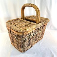 Unique Thick Wicker Picnic Basket With Removable Lid That Fits Over Handle, Use For Picnic, Sewing Or Knitting Items, Retro Roomy | Etsy (US)