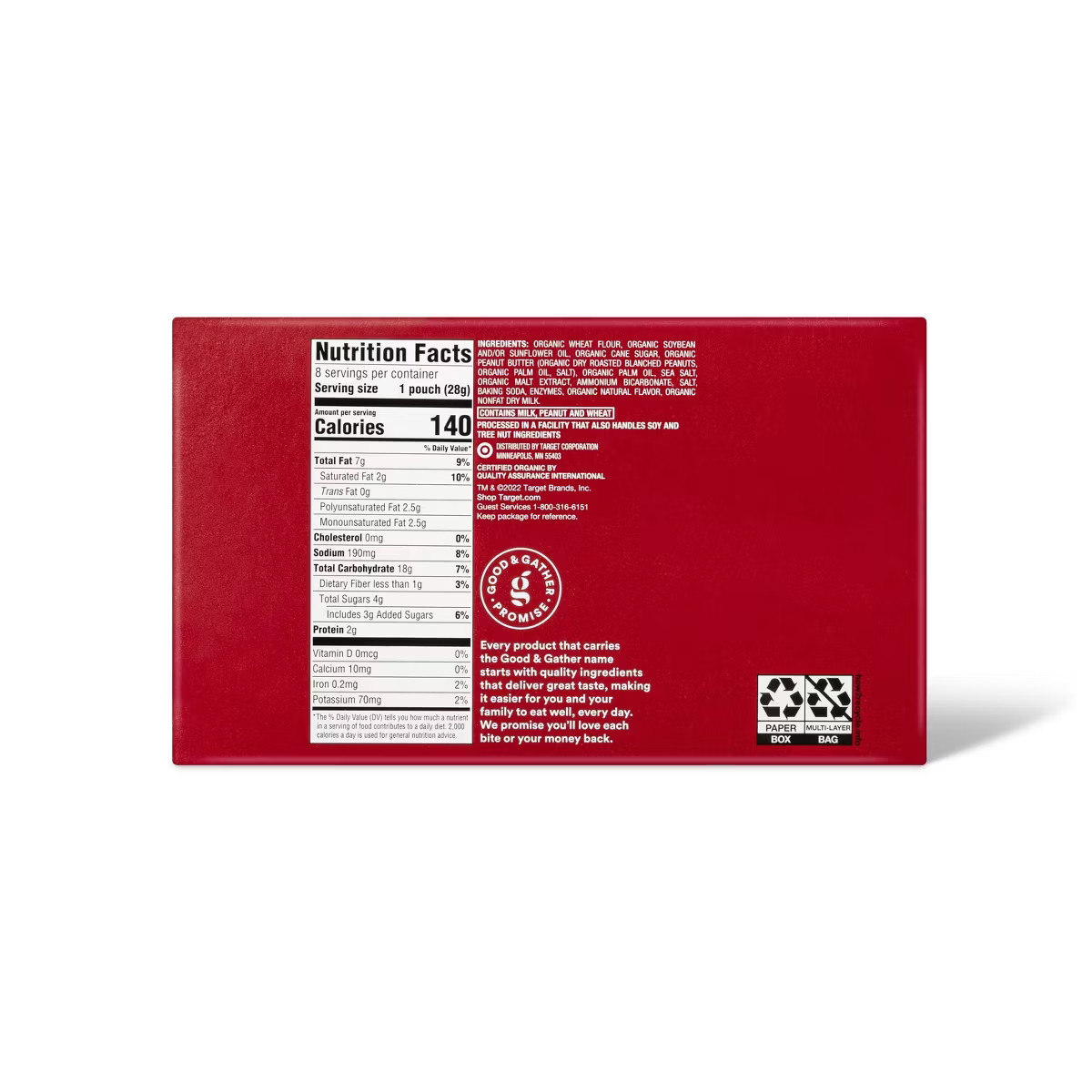 Organic Mini Peanut Butter Sandwich Crackers - 8oz/8ct - Good & Gather™ | Target